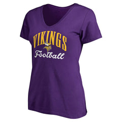 Minnesota Vikings Women's Victory Script V-Neck T-Shirt -Purple - NFL