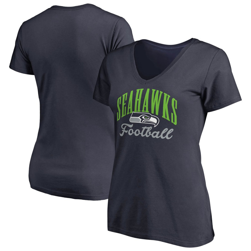 Seattle Seahawks Women's Victory Script V-Neck T-Shirt - Navy - NFL