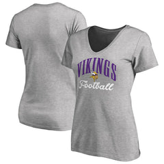 Minnesota Vikings Women's Victory Script V-Neck T-Shirt - Heather Gray - NFL