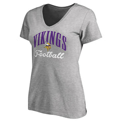 Minnesota Vikings Women's Victory Script V-Neck T-Shirt - Heather Gray - NFL