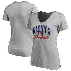 New York Giants Women's Victory Script V-Neck T-Shirt - Heather Gray - NFL