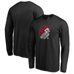 Portland Trail Blazers Splatter Logo Long Sleeve T-Shirt Black