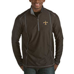 New Orleans Saints Antigua Tempo Half-Zip Pullover Jacket - Heather Black - NFL