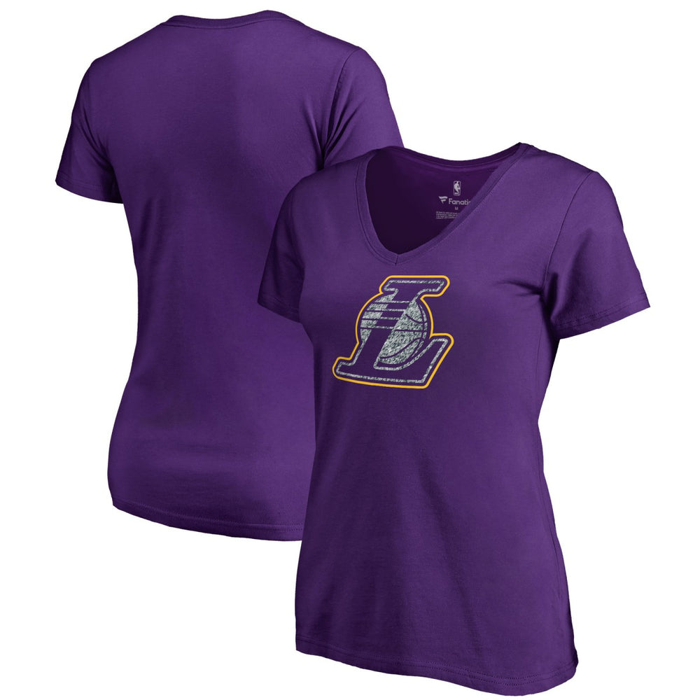 Los Angeles Lakers Women's Static Logo V-Neck T-Shirt Purple