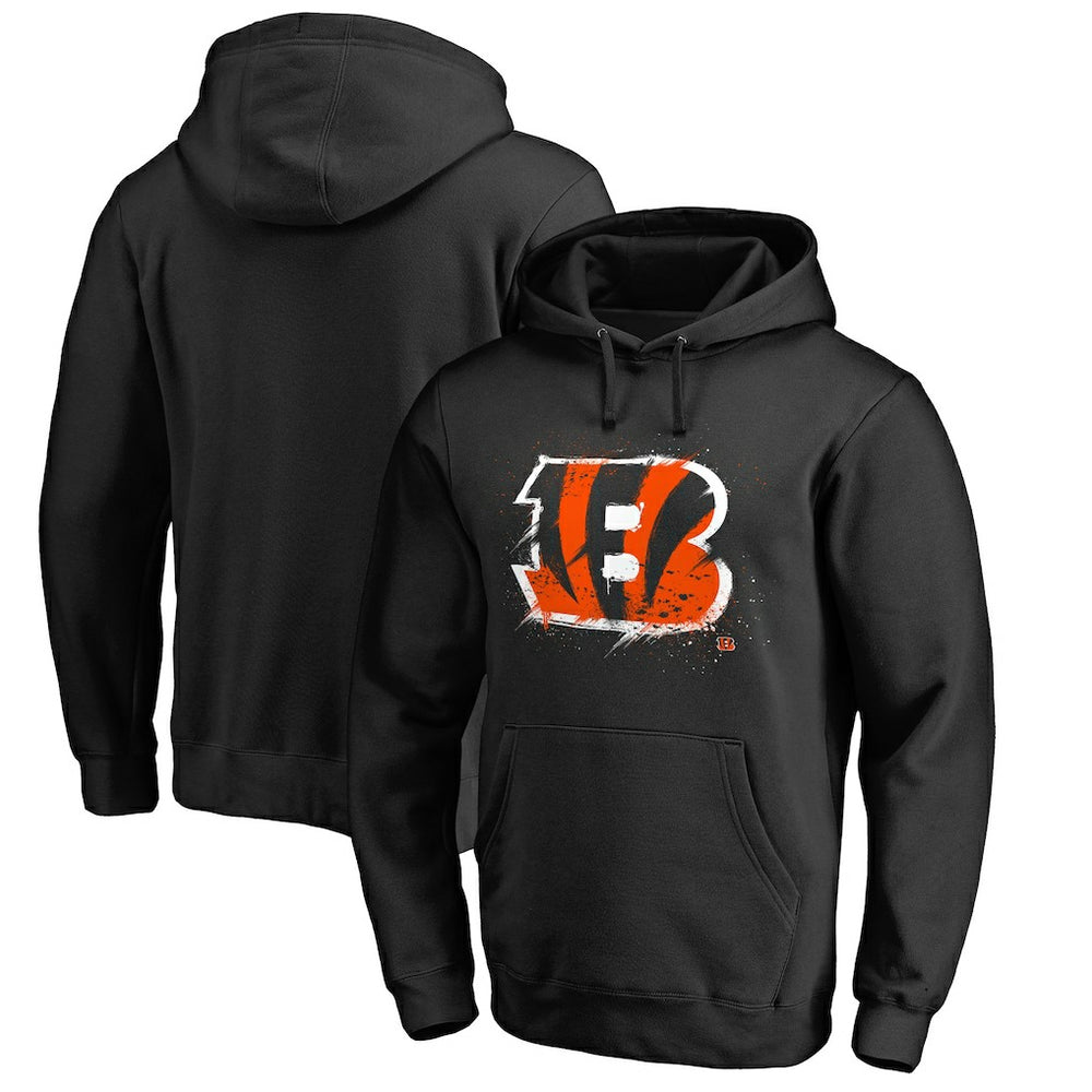 Cincinnati Bengals Splatter Logo Pullover Hoodie - Black - NFL