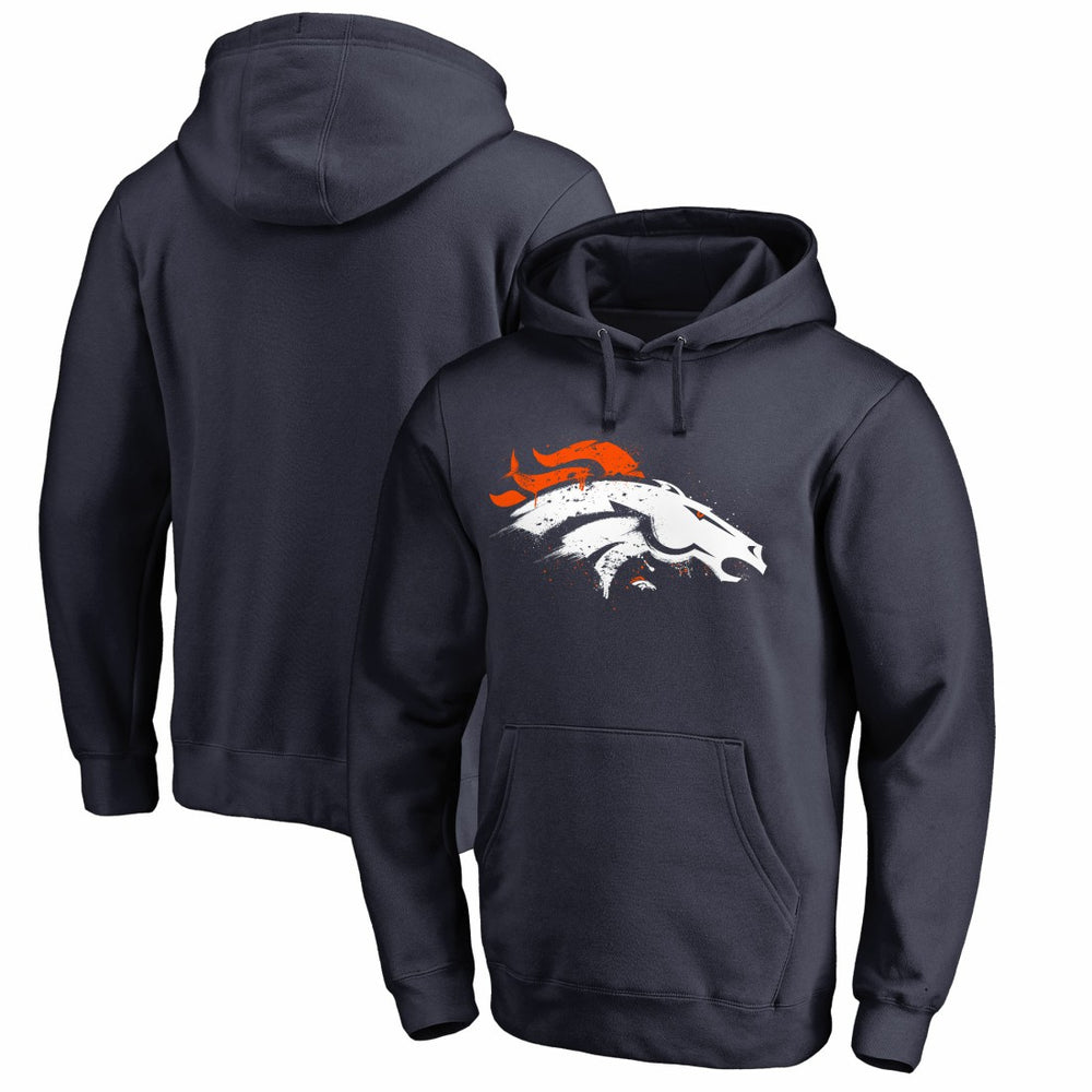Denver Broncos Splatter Logo Pullover Hoodie - Navy - NFL