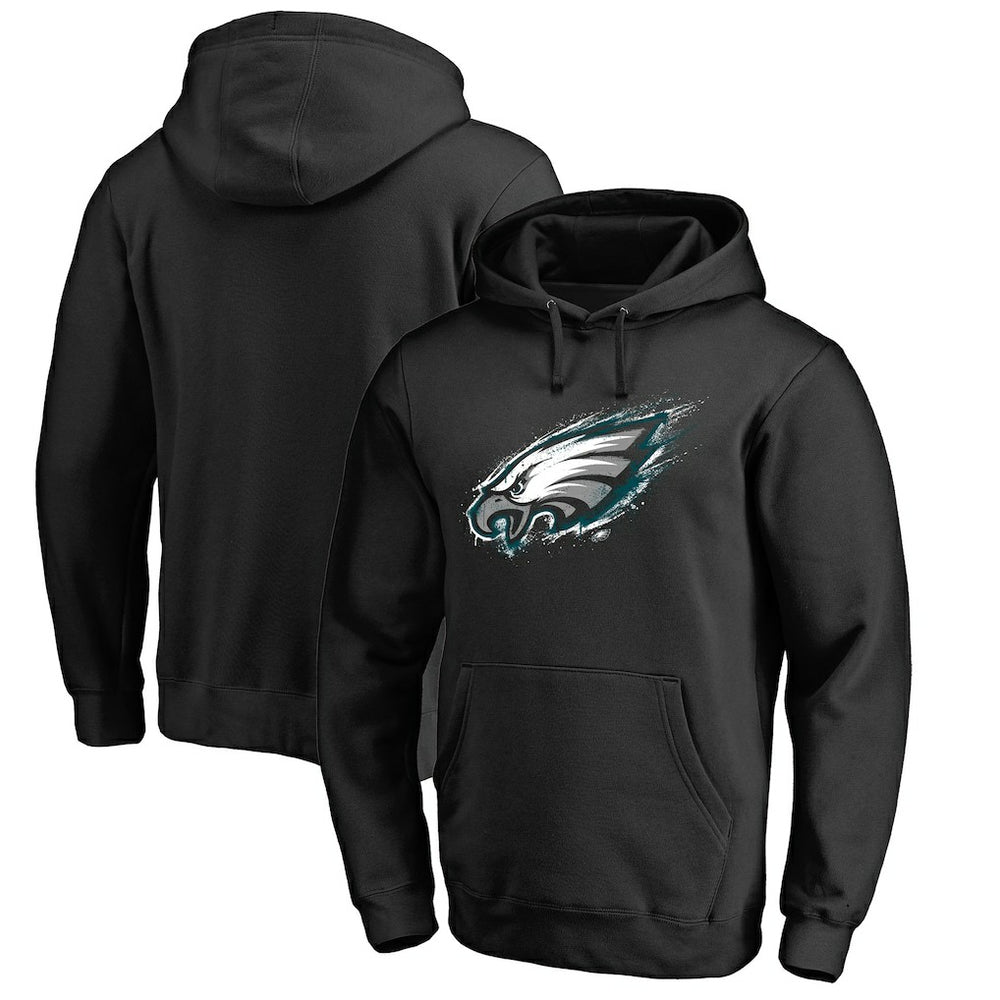 Philadelphia Eagles Splatter Logo Pullover Hoodie - Black - NFL