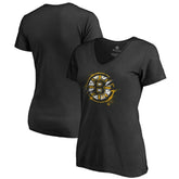 Boston Bruins Women's Splatter Logo V-Neck T-Shirt - Black | NHL Clearance
