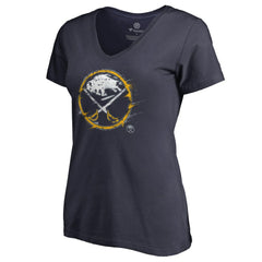 Buffalo Sabres Women's Splatter Logo V-Neck T-Shirt - Navy | NHL online