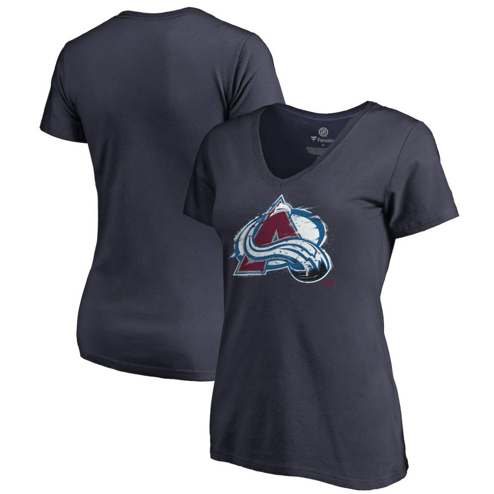 Colorado Avalanche Women's Splatter Logo V-Neck T-Shirt - Navy | NHL discount