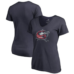 Columbus Blue Jackets Women's Splatter Logo V-Neck T-Shirt - Navy | NHL sale