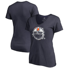 Edmonton Oilers Women's Splatter Logo V-Neck T-Shirt - Navy | NHL online