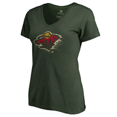 Minnesota Wild Women's Splatter Logo V-Neck T-Shirt - Green | NHL discount