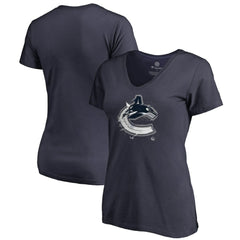 Vancouver Canucks Women's Splatter Logo V-Neck T-Shirt - Navy | NHL sale