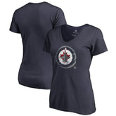 Winnipeg Jets Women's Splatter Logo V-Neck T-Shirt - Navy | NHL on sale
