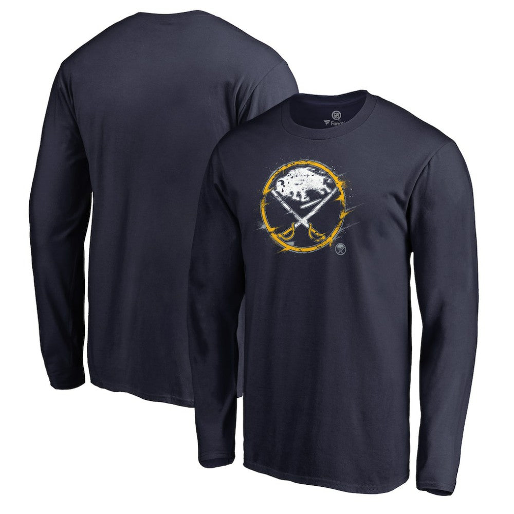 Buffalo Sabres Splatter Logo Long Sleeve T-Shirt - Navy | NHL near me