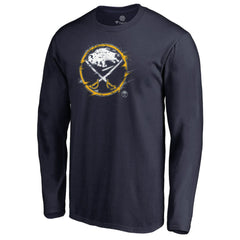 Buffalo Sabres Splatter Logo Long Sleeve T-Shirt - Navy | NHL near me