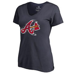 Atlanta Braves Women's Splatter Logo V-Neck T-Shirt Online