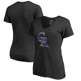Colorado Rockies Women's Splatter Logo V-Neck T-Shirt Sale