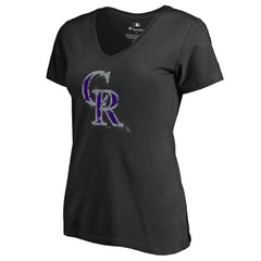 Colorado Rockies Women's Splatter Logo V-Neck T-Shirt Sale