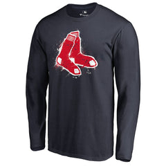 Boston Red Sox Splatter Logo Long Sleeve T-Shirt Outlet
