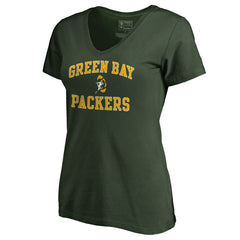 Green Bay Packers Women's Vintage Collection Victory Arch V-Neck T-Shirt - Green - NFL