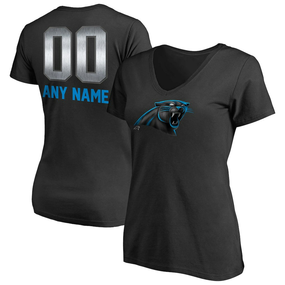 Carolina Panthers Women's Personalized Midnight Mascot T-Shirt - Black - NFL