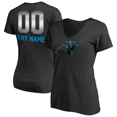Carolina Panthers Women's Personalized Midnight Mascot T-Shirt - Black - NFL