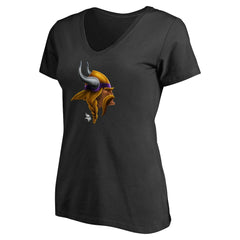 Minnesota Vikings Women's Personalized Midnight Mascot T-Shirt - Black - NFL
