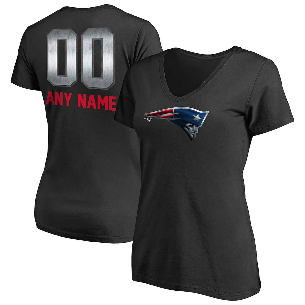 New England Patriots Women's Personalized Midnight Mascot T-Shirt - Black - NFL
