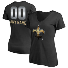 New Orleans Saints Women's Personalized Midnight Mascot T-Shirt - Black - NFL
