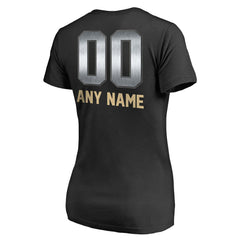 New Orleans Saints Women's Personalized Midnight Mascot T-Shirt - Black - NFL
