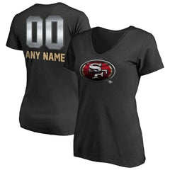 San Francisco 49ers Women's Personalized Midnight Mascot T-Shirt - Black - NFL