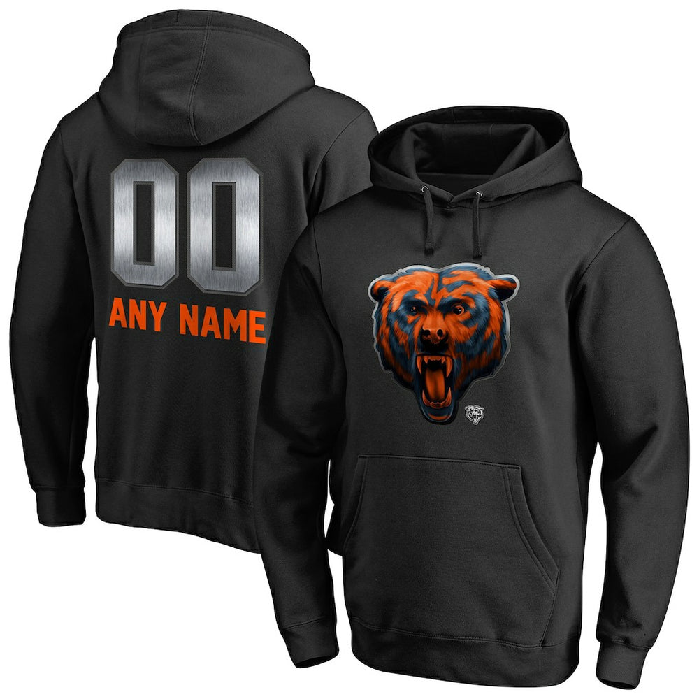 Chicago Bears Personalized Midnight Mascot Pullover Hoodie - Black - NFL