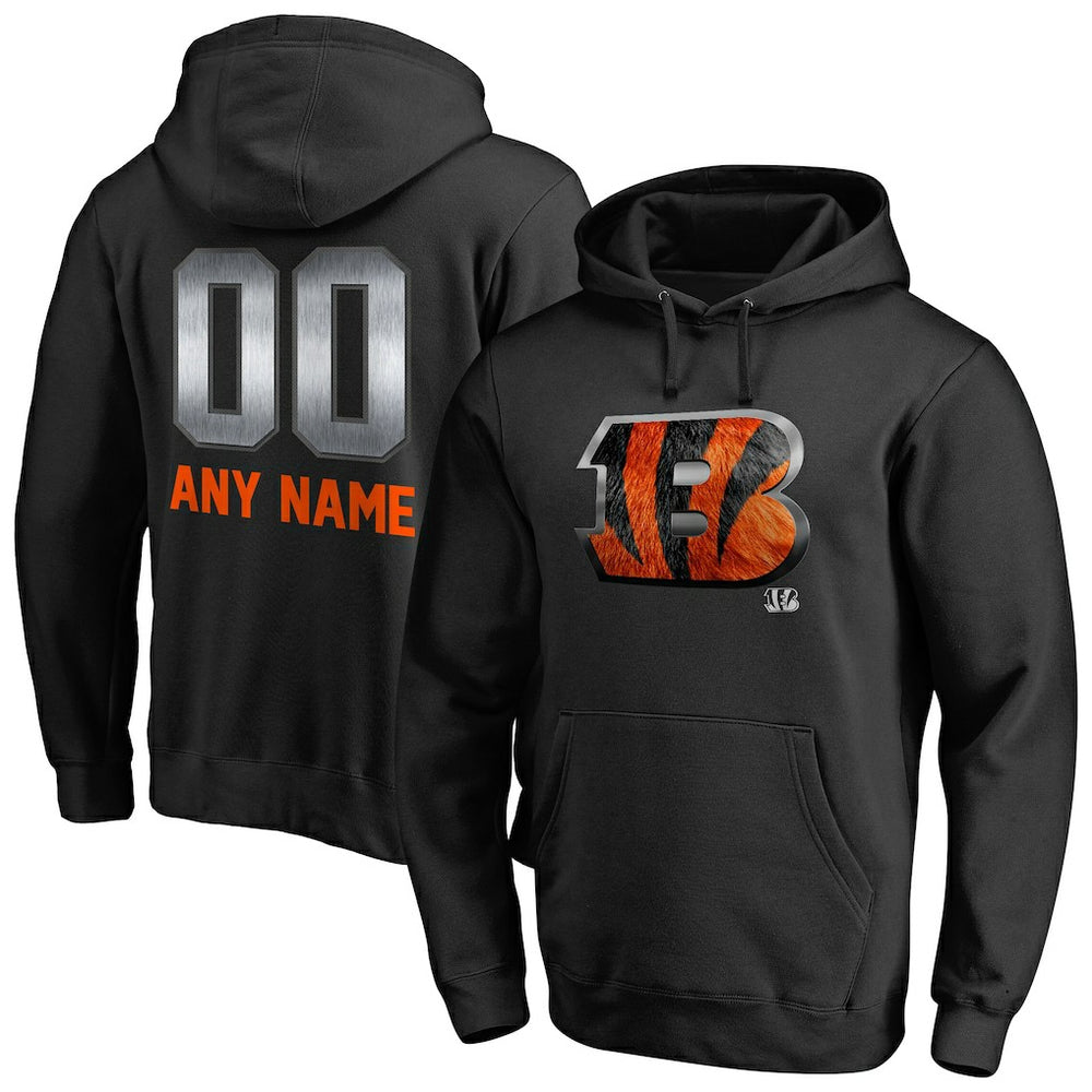 Cincinnati Bengals Personalized Midnight Mascot Pullover Hoodie - Black - NFL