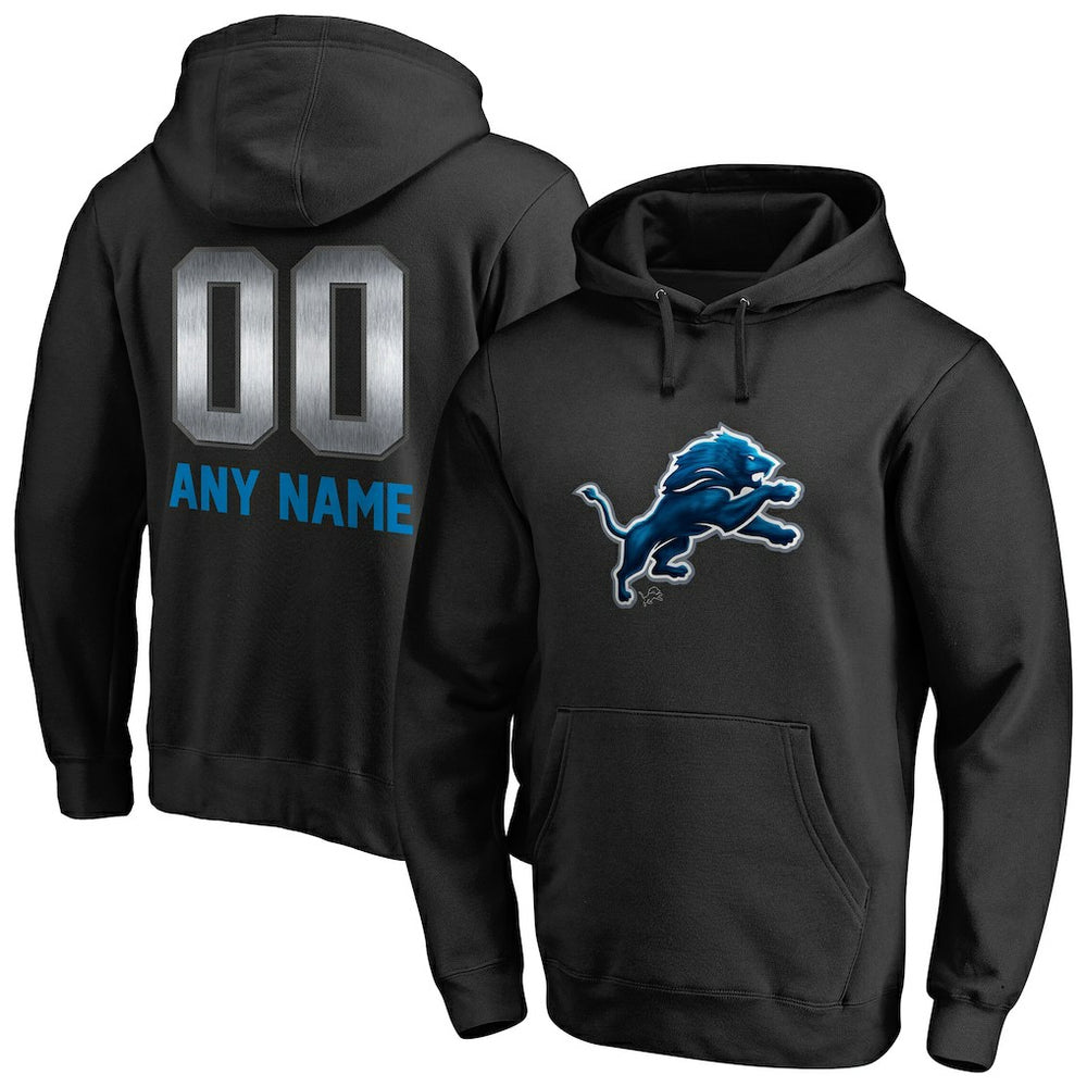Detroit Lions Personalized Midnight Mascot Pullover Hoodie - Black - NFL