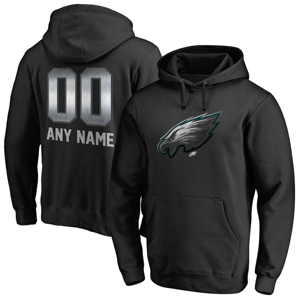 Philadelphia Eagles Personalized Midnight Mascot Pullover Hoodie - Black - NFL