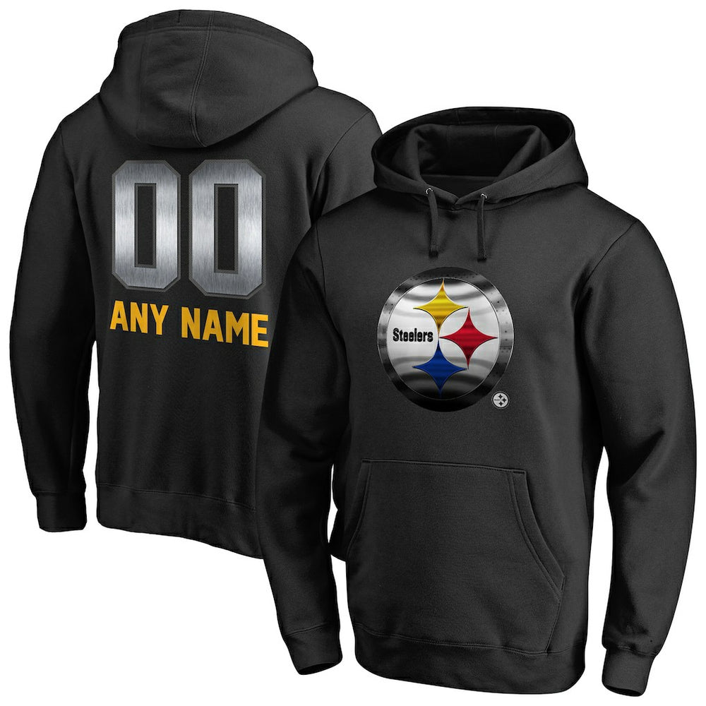 Pittsburgh Steelers Personalized Midnight Mascot Pullover Hoodie - Black - NFL
