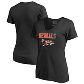 Cincinnati Bengals Women's Vintage Team Lockup V-Neck T-Shirt - Black - NFL