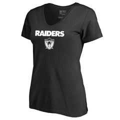 Las Vegas Raiders Women's Vintage Team Lockup V-Neck T-Shirt - Black - NFL