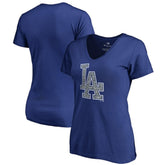 Los Angeles Dodgers Women's Static Logo V-Neck T-Shirt Sale
