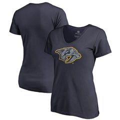 Nashville Predators Women's Static Logo V-Neck T-Shirt - Navy | NHL online