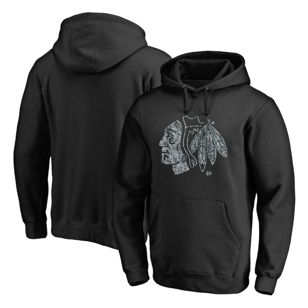 Chicago Blackhawks Static Logo Pullover Hoodie - Black | NHL sale