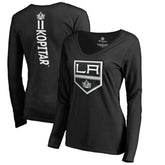 Anze Kopitar Los Angeles Kings Women's Backer Name & Number Slim Fit Long Sleeve V-Neck T-Shirt - Black | NHL near me