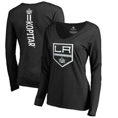 Anze Kopitar Los Angeles Kings Women's Backer Name & Number Slim Fit Long Sleeve V-Neck T-Shirt - Black | NHL near me