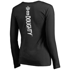 Drew Doughty Los Angeles Kings Women's Backer Name & Number Slim Fit Long Sleeve V-Neck T-Shirt - Black | NHL Clearance