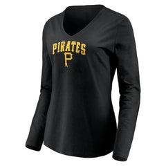 Pittsburgh Pirates Women's Cooperstown Collection Wahconah Long Sleeve V-Neck T-Shirt Discount