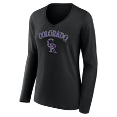 Colorado Rockies Women's Team Lockup Slim Fit Long Sleeve V-Neck T-Shirt Outlet