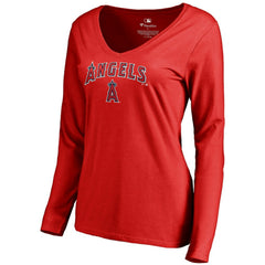 Los Angeles Angels Women's Team Lockup Slim Fit Long Sleeve V-Neck T-Shirt Online