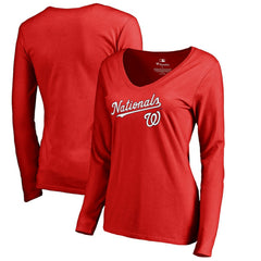 Washington Nationals Women's Team Lockup Slim Fit Long Sleeve V-Neck T-Shirt Near Me